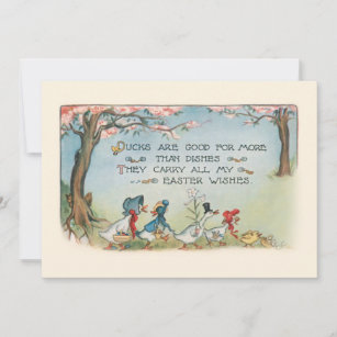 Cartes Pour Fêtes Annuelles Whimsical Vintage Famille de canard de Pâques