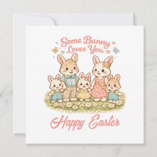 Cartes Pour Fêtes Annuelles Whimsical Watercolor Bunny Family Happy Easter
