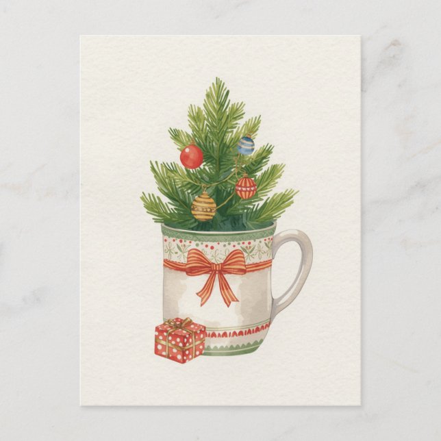 Cartes Pour Fêtes Annuelles Whimsical Watercolor Christmas Tree Mug (Devant)