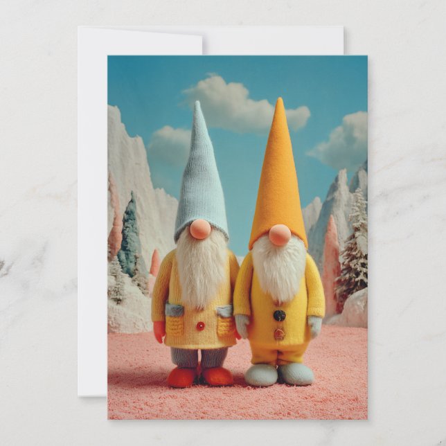 Cartes Pour Fêtes Annuelles Whimsical Winter Christmas Gnome Pair (Devant)