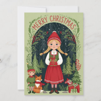 Cartes Pour Fêtes Annuelles Whimsical Winter Girl