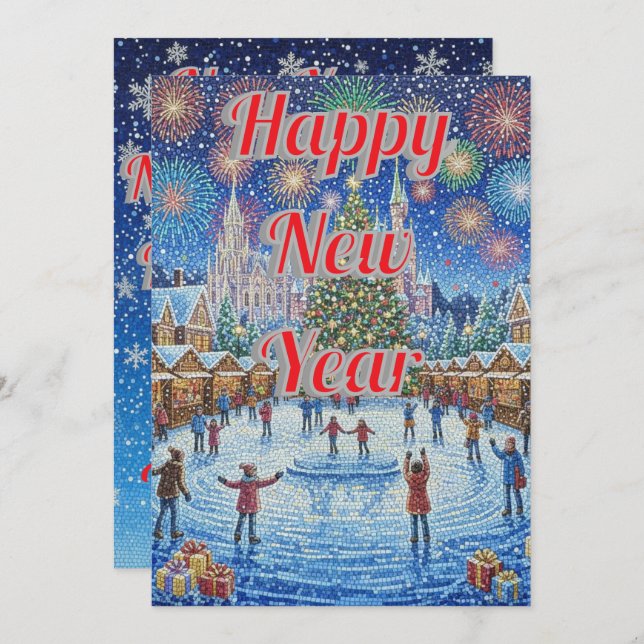 Cartes Pour Fêtes Annuelles Whimsical Winter Wonderland Fireworks Holiday Card (Devant / Derrière)