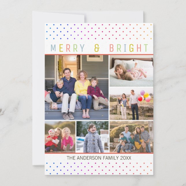 Cartes Pour Fêtes Annuelles Whimss6 Photo Merry Bright Rainbow Pois (Devant)