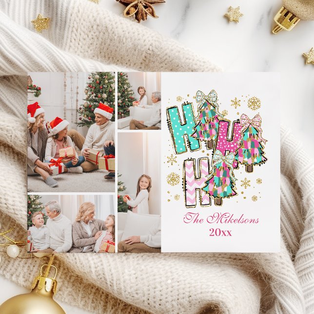 Cartes Pour Fêtes Annuelles Whimssical 4 Photo Ho Ho Famille de Noël (Créateur téléchargé)
