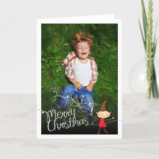 Cartes Pour Fêtes Annuelles Whimssical Cute Cartoon Elf Joyeux Noël Photo