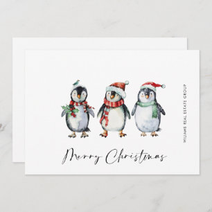 Cartes Pour Fêtes Annuelles Whimssical Père Noël Penguins Christmas Corporate