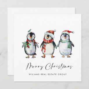Cartes Pour Fêtes Annuelles Whimssical Père Noël Penguins Christmas Corporate