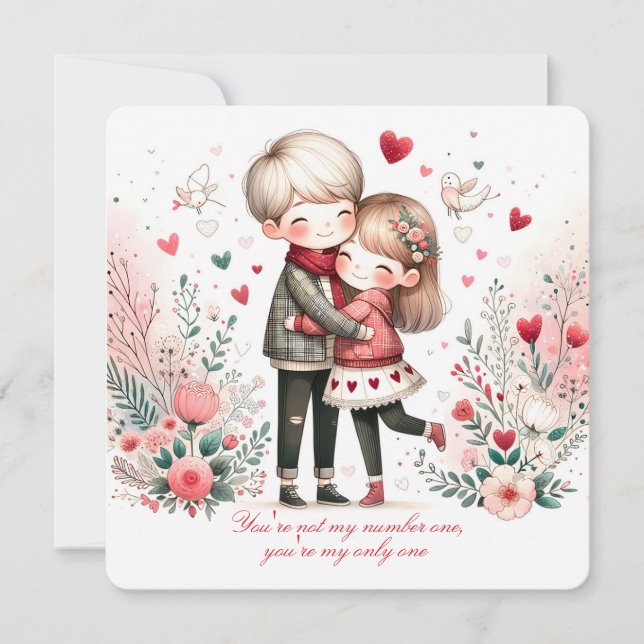 Cartes Pour Fêtes Annuelles Whimsy Loving Valentine Couple  (Devant)