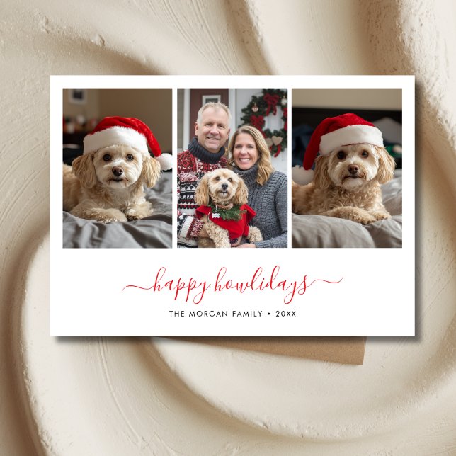 Cartes Pour Fêtes Annuelles Whimsy Script Pet Photo Joyeux Howlidays Noël (Créateur téléchargé)