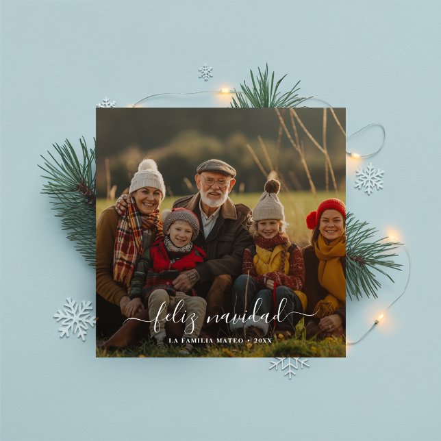 Cartes Pour Fêtes Annuelles Whimy Calligraphy Feliz Navidad Christmas Red (Créateur téléchargé)