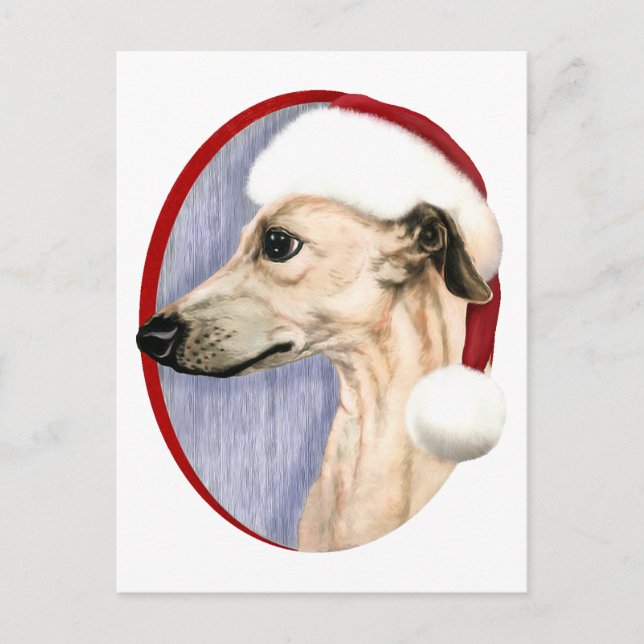 Cartes Pour Fêtes Annuelles Whippet Christmas Fawn Père Noël (Devant)