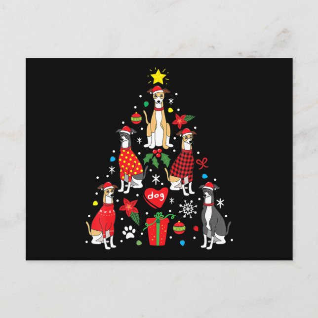 Cartes Pour Fêtes Annuelles Whippet Noël Ornement Arbre Drôle Chien Maman Papa (Devant)