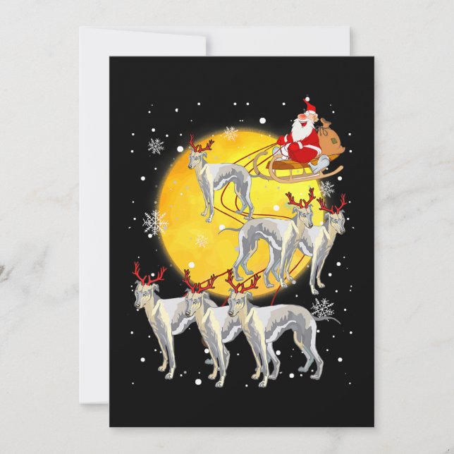 Cartes Pour Fêtes Annuelles Whippet Renne de Noël Drôle Père Noël Whippet (Devant)