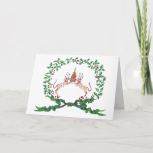 Cartes Pour Fêtes Annuelles Whippets Barre Avec JOIE