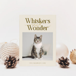 Cartes Pour Fêtes Annuelles Whiskers & Wonder Cat Photo Crème Noël