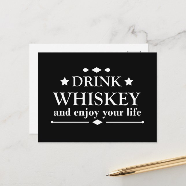 Cartes Pour Fêtes Annuelles Whiskey cite d'amusants propos d'alcool (Devant/Arrière en situation)