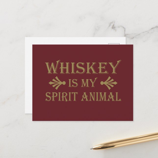 Cartes Pour Fêtes Annuelles Whiskey est mon animal d'esprit drôle de dire alco (Devant/Arrière en situation)