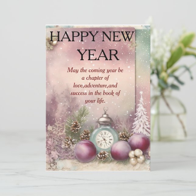 Cartes Pour Fêtes Annuelles "Whispers of Winter : New Year's Greeting Card" (Debout devant)