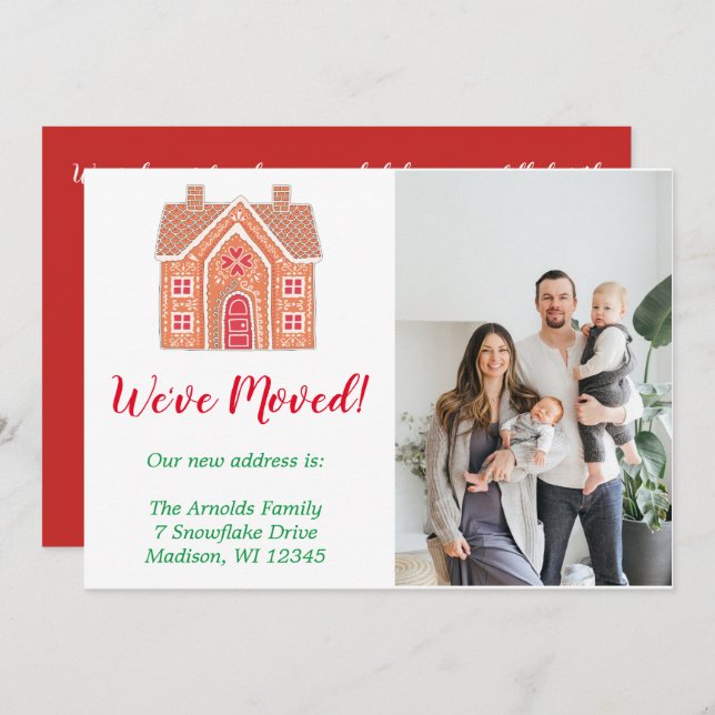 Cartes Pour Fêtes Annuelles White Christmas Gingerbread Accueil Photo Moving (Devant / Derrière)