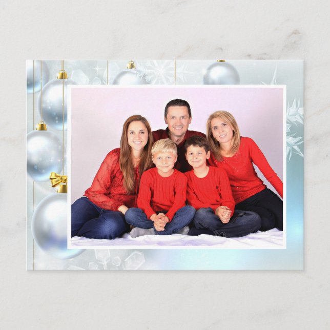Cartes Pour Fêtes Annuelles White Christmas Ornaments personalize with Photo (Devant)