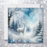 Cartes Pour Fêtes Annuelles White Deer Magique Enchanted Noël Forêt<br><div class="desc">Carte de Noël personnalisée. Ai aquarelle illustration d'un joli cerf blanc assis dans une forêt enneigée enchantée pays des merveilles hivernales.</div>