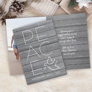 Cartes Pour Fêtes Annuelles White Dove 1 Photo Moderne Paix Gris Bois plié