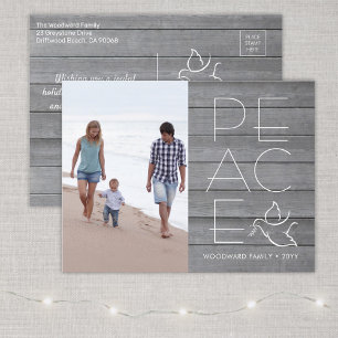 Cartes Pour Fêtes Annuelles White Dove Modern Unique Peace 1 Photo Grey Wood