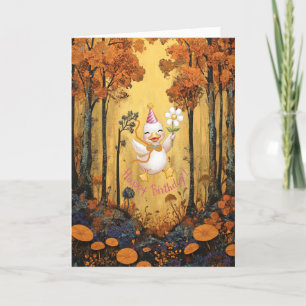 Cartes Pour Fêtes Annuelles White Duck Wishing Child a happy Birthday Card