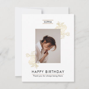 Cartes Pour Fêtes Annuelles White Elegant Joyeux Anniversaire Photo