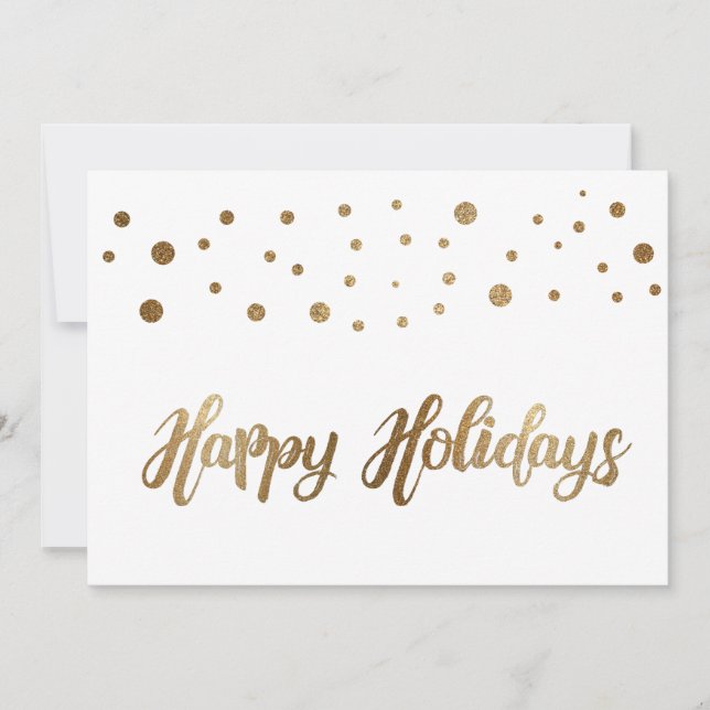 Cartes Pour Fêtes Annuelles White Gold Happy Holidays Compagnie Noël (Devant)