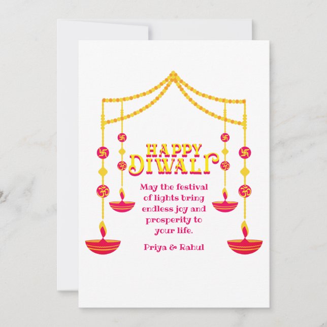 Cartes Pour Fêtes Annuelles White Happy Diwali (Devant)