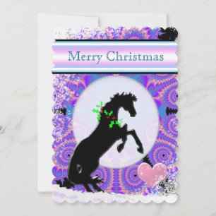 Cartes Pour Fêtes Annuelles White Heart Horses V Holiday (arrière - plan sous-