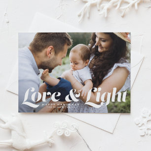 Cartes Pour Fêtes Annuelles White Love et la typographie de la lumière Hanoukk