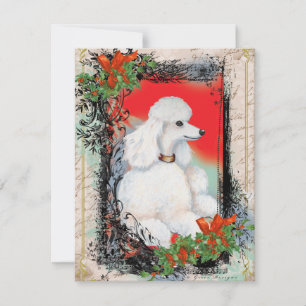 Cartes Pour Fêtes Annuelles White Poodle Christmas Vintage Style Card