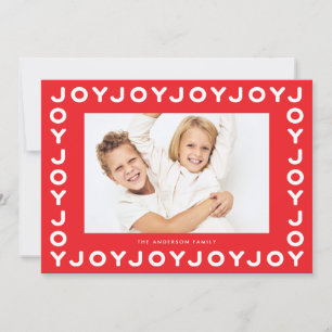 Cartes Pour Fêtes Annuelles White Retro Joy Joy Joy Red Frame Christmas Photo