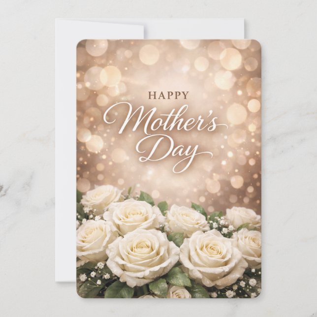 Cartes Pour Fêtes Annuelles White Rose Mother’s Day Greeting Design (Devant)