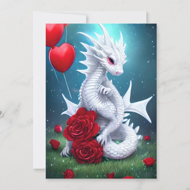 Cartes Pour Fêtes Annuelles White Valentine Love Dragon (Devant)