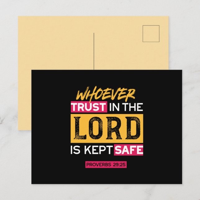 Cartes Pour Fêtes Annuelles Whoever Trusts in the Lord Is Kept Safe Quote (Devant / Derrière)