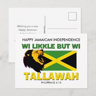 Cartes Pour Fêtes Annuelles WI LIKKLE BUT WI TALLAWAH Indépendance de la Jamaï