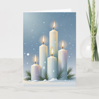 Cartes Pour Fêtes Annuelles Wiccan Imbolc bougies blanches dans la forêt de ne