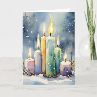 Cartes Pour Fêtes Annuelles Wiccan Imbolc Rainbow Candles dans la forêt de nei