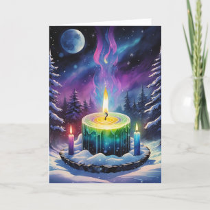 Cartes Pour Fêtes Annuelles Wiccan Imbolc Rainbow Candles dans la forêt de nei