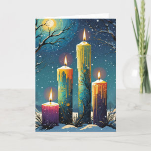 Cartes Pour Fêtes Annuelles Wiccan Imbolc Rainbow Candles dans la forêt de nei