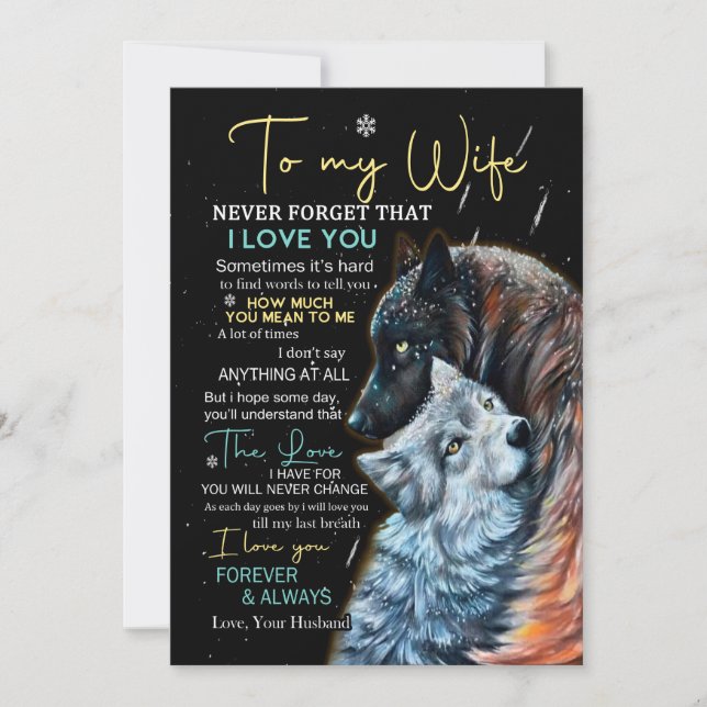 Cartes Pour Fêtes Annuelles Wife Lovers | À ma femme n'oublie jamais je t'aime (Devant)