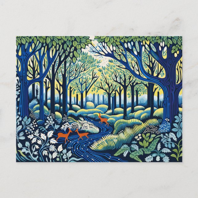 Cartes Pour Fêtes Annuelles Wilderness géométrique à Linocut. Printemps (Devant)