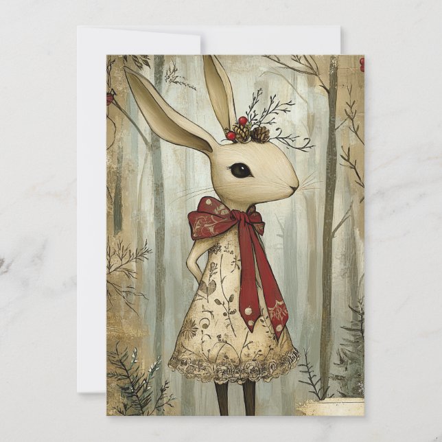 Cartes Pour Fêtes Annuelles Willa the Rabbit | Woodland Whimsy  (Devant)