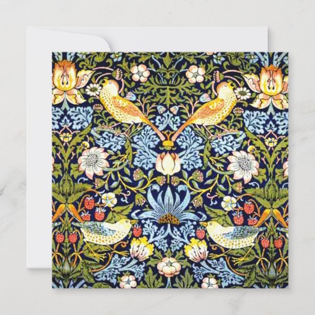 Cartes Pour Fêtes Annuelles William Morris, Strawberry Thief, (Devant)