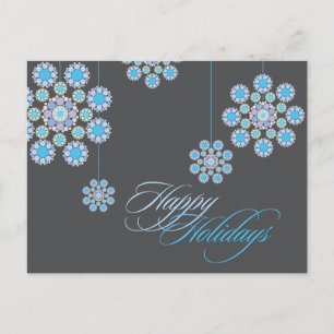 Cartes Pour Fêtes Annuelles Winter Blue Christmas Flowers Holiday Greetings