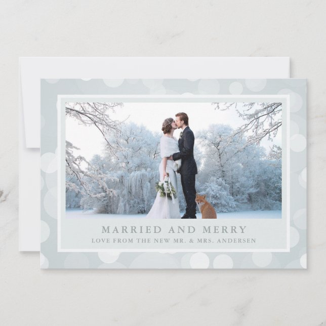 Cartes Pour Fêtes Annuelles Winter Bokeh | Trois photos mariées et joyeuses (Devant)