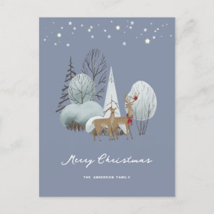 Cartes Pour Fêtes Annuelles Winter Forest Buck Doe Joyeux Noël